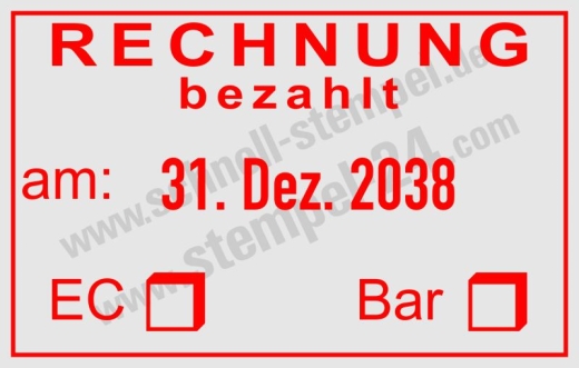 Buchhaltungsstempel Rechnung bezahlt mit EC-Karte Rot
