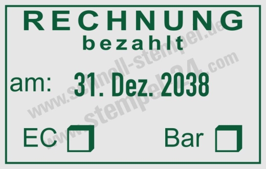 Buchhaltungsstempel Rechnung bezahlt mit EC-Karte Grün