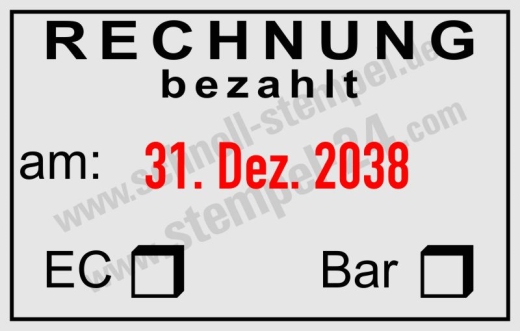 Buchhaltungsstempel Rechnung bezahlt mit EC-Karte Bar SchwarzRot