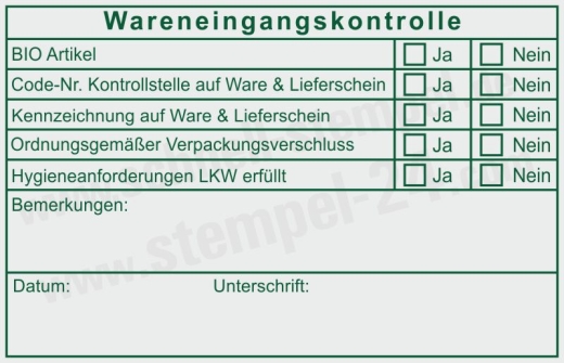 Professioneller HACCP Kontrollstempel für Lebensmittelbetriebe Farbe Grün