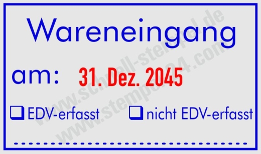 Stempel Wareneingang am EDV erfasst EDV -- nicht erfasst Blau / Rot