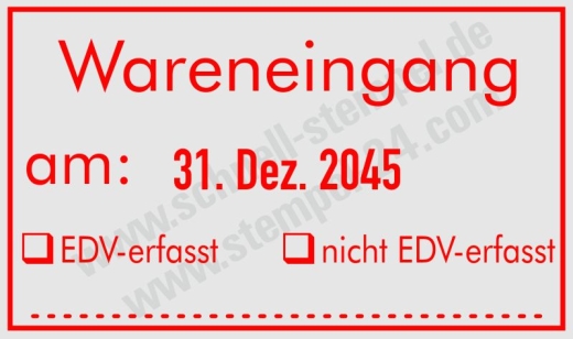 Stempel Wareneingang am EDV erfasst EDV -- nicht erfasst Rot
