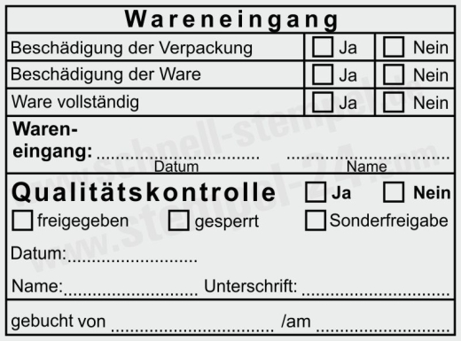 Wareneingang & Qualitätskontrolle – Prüfstatus Abdruck Trodat Professional 5211 Schwarz