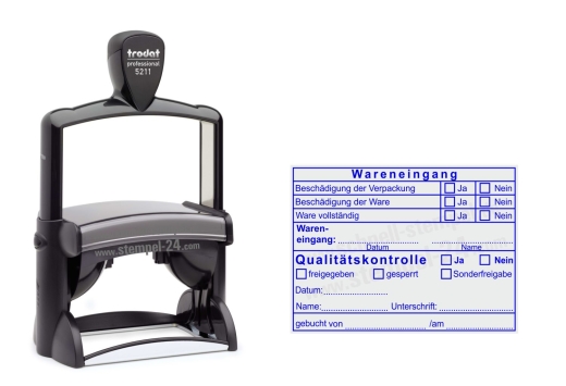 Wareneingang & Qualitätskontrolle – Prüfstatus Abdruck Trodat Professional 5211 Blau