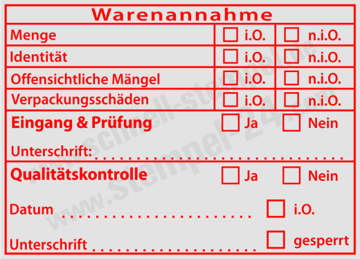 Stempel Warenannahme Eingang Prüfung Qualitätskontrolle Rot