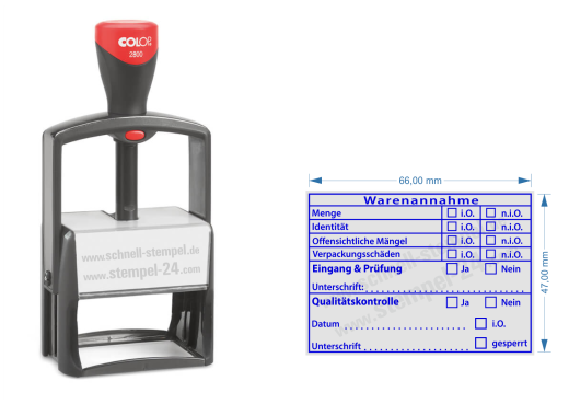 Stempel Warenannahme Eingang Prüfung Qualitätskontrolle COLOP 2800 Blau