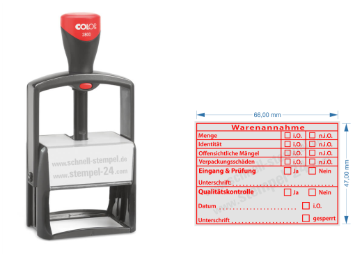 Stempel Warenannahme Eingang Prüfung Qualitätskontrolle COLOP 2800 Rot