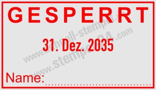 Stempel Gesperrt-Name-Kürzel Rot