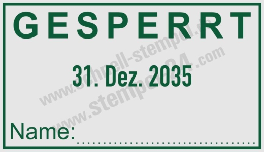 Stempel Gesperrt-Name-Kürzel Grün