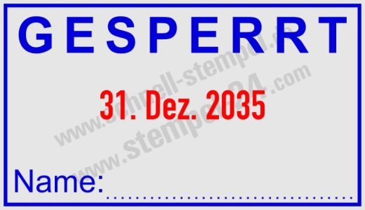 Stempel Gesperrt-Name-Kürzel Blau/Rot