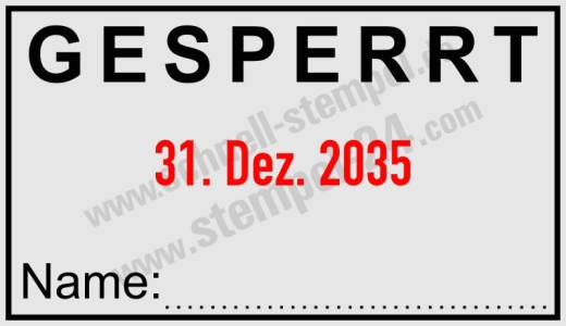 Stempel Gesperrt-Name-Kürzel Schwarz/Rot