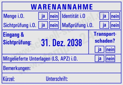 Stempel Warenannahme Sichtprüfung Maßprüfung • 5480