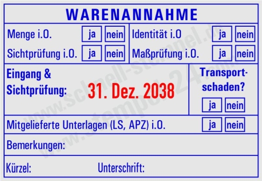 Trodat Professional 5480 Stempel Warenannahme Sichtprüfung Maßprüfung Blau/Rot