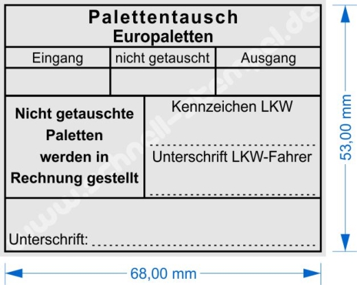 Stempel Europaletten Tausch Fehlende Paletten in Rechnung gestellt | 5211