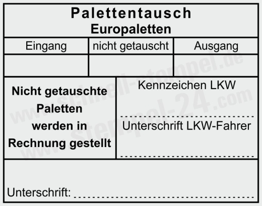 Stempel – Europaletten Tausch & fehlende Paletten berechnet Schwarz