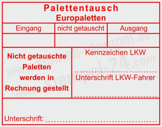 Stempel – Europaletten Tausch & fehlende Paletten berechnet Rot