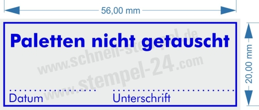 Stempel Paletten nicht getauscht Blau