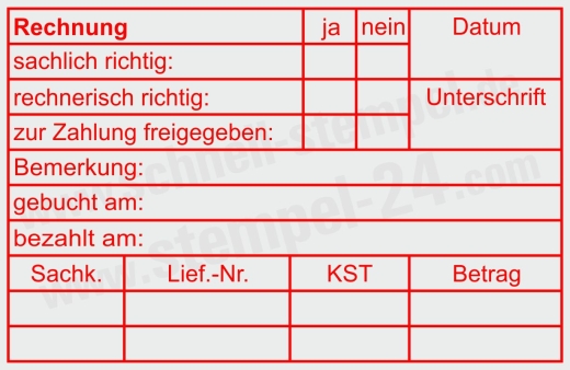 Buchungsstempel Rechnung zur Zahlung freigegeben | 5211