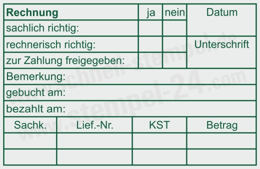 Buchungsstempel Rechnung zur Zahlung freigegeben | 5211