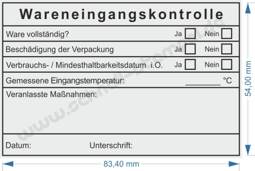 Stempel Wareneingangskontrolle Gastronomie | 5211