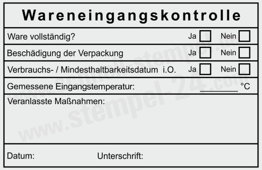 Wareneingangsprüfung Stempel für Küche & Gastronomiebetriebe Schwarz