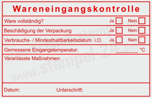 Wareneingangsprüfung Stempel für Küche & Gastronomiebetriebe Rot