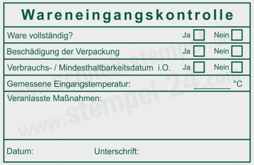 Wareneingangsprüfung Stempel für Küche & Gastronomiebetriebe Grün