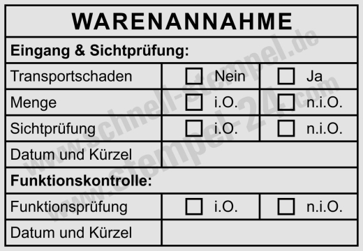 Effiziente Wareneingangsprüfung mit Stempel für Funktionskontrolle & Sichtprüfung Schwarz