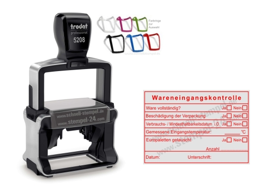 Stempel Wareneingangsprüfung der Gastronomie Haltbarkeit Eingangstemperatur Vollständig Beschädigung Stempel Rot