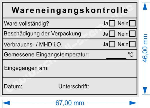 Stempel Wareneingangskontrolle Mindesthaltbarkeitsdatum | 5208