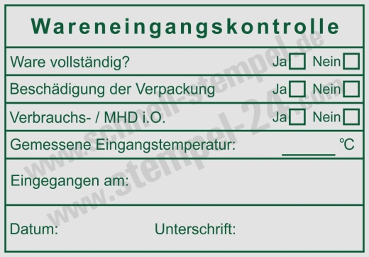 Stempel Wareneingangskontrolle Mindesthaltbarkeitsdatum Grün