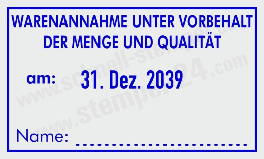 Wareneingangsstempel Vorbehalt Qualität | 5460