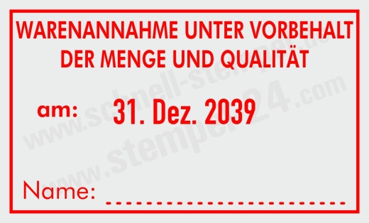 Wareneingangsstempel Vorbehalt Qualität | 5460