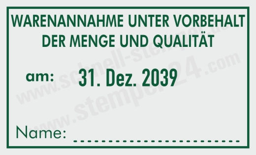 Wareneingangsstempel Vorbehalt Qualität | 5460