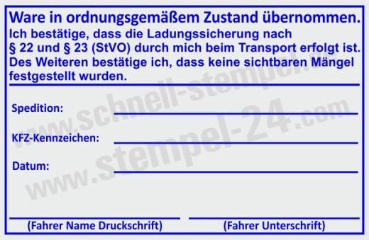 Stempel Ladungssicherung nach § 22 und § 23 StVO | 5211