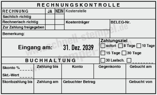 Kontierungsstempel Rechnungskontrolle Kostenstelle Kostenträger Lastschrift
