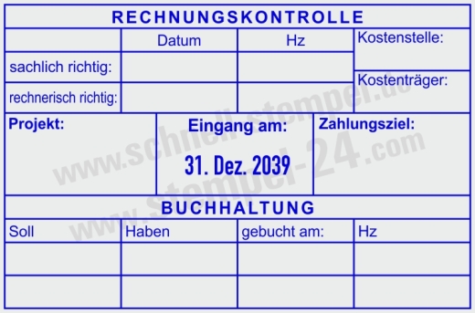 Kontierungsstempel Rechnungskontrolle Buchung | 54120