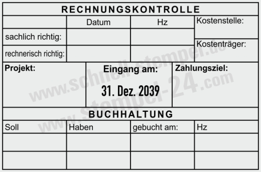 Kontierungsstempel Rechnungskontrolle Buchung Schwarz