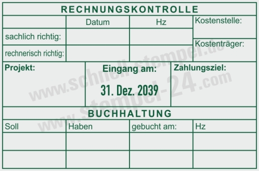 Kontierungsstempel Rechnungskontrolle Buchung Grün
