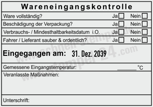 DHACCP Stempel Wareneingangskontrolle Mindesthaltbarkeit i.O. Schwarz