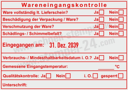 Stempel HACCP Wareneingangskontrolle Schimmelbefall Rot