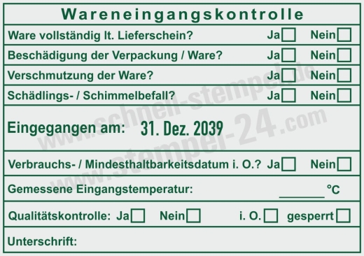 Stempel HACCP Wareneingangskontrolle Schimmelbefall Grün