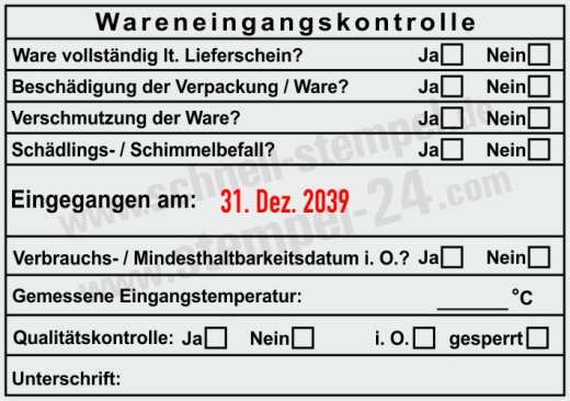 Stempel HACCP Wareneingangskontrolle Schimmelbefall Schwarz/Rot