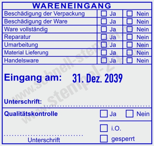 Wareneingangsstempel Handelsware Lieferung geprüft | 54120