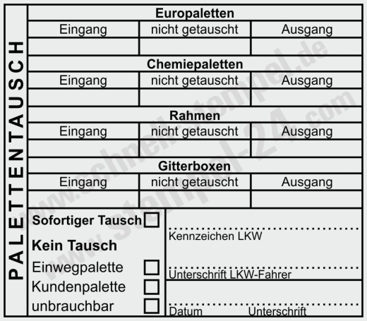 Stempel für Palettentausch – Chemiepaletten, Europaletten & Gitterboxen Schwarz