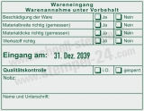 Wareneingangsstempel Werkstoff Materialgröße geprüft Grün