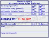 Wareneingangsstempel Werkstoff Materialgröße geprüft Blau/Rot