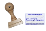 Kontierungsstempel Rechnungsprüfung Buchenholz |40×25 mm Blau