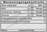 HACCP Kontrollstempel – Wareneingang Temperaturprüfung Sensorik & Mindesthaltbarkeit Schwarz