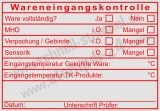 HACCP Kontrollstempel – Wareneingang Temperaturprüfung Sensorik & Mindesthaltbarkeit Rot